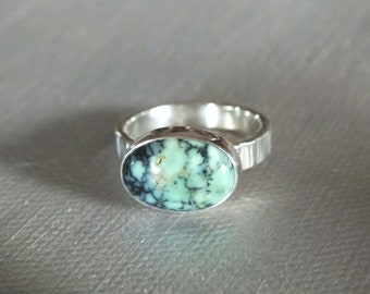 Poseidon Variscite Sterling Silver Handmade Ring Metalsmith James Blanchard Size 6.5 Free Sizing