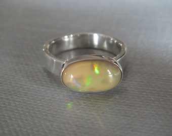 Unique Welo Opal Sterling Silver Hammered Handmade Ring Size 7 James Blanchard Free Sizing
