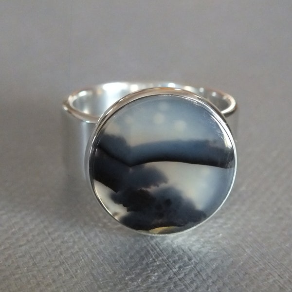 In the Clouds Montana Moss Agate Sterling Silver Ring Size 9.25 James Blanchard Free Sizing