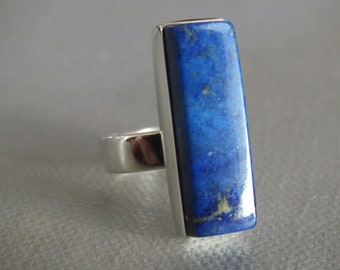 Lapis Lazuli Handmade Sterling Silver Ring Size 8 Handmade Metalsmith James Blanchard Free Sizing