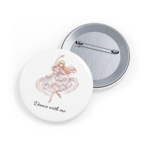 Ballerina illustration round pin | Dance with me enamel button