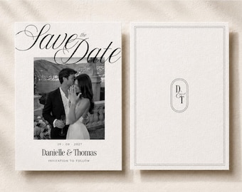 Modern Photo Save the Date Template | Minimal Wedding Announcement (Digital Download)