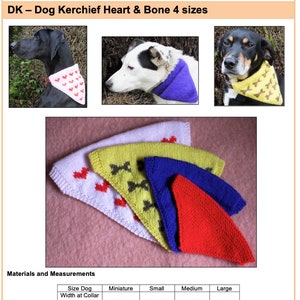 PDF Instant Digital Download Knitting Pattern DK Dog Kerchief / Scarf - Dogs knitting pattern, 4 sizes - Dog Knitting