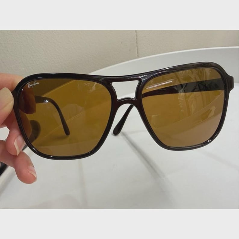 Gafas de sol vintage Bausch & Lomb Ray-Ban CATS de nailon – Fabricadas en Francia – Marrón oscuro – Gafas de diseño raras de los años 80/90 imagen 10