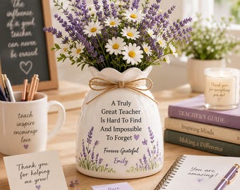 Teacher Appreciation Vase, Personalized Teacher Gift, Thank You Teacher Vase, Custom Flower Vase For Teacher, End Of Year Teacher Gift