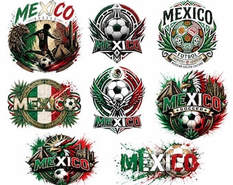 Pacchetto PNG e SVG per la Coppa del Mondo Messico 2026, clipart di calcio, design per tifosi di calcio, grafica della nazionale di calcio messicana, sublimazione sportiva, download digitale