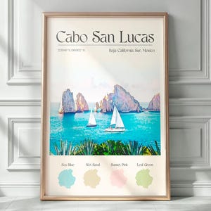 Colors of Cabo San Lucas Baja California Mexico Print Watercolor Painting Swatches Landscape Illustration Travel Poster Wall Art Home Decor