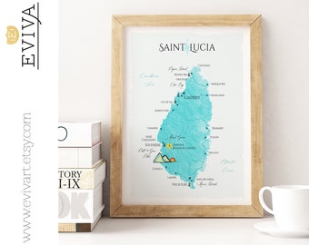 Santa Lucia Map Wedding Print Destination Wedding Gift Memento Couple alternative Signature Guest Books