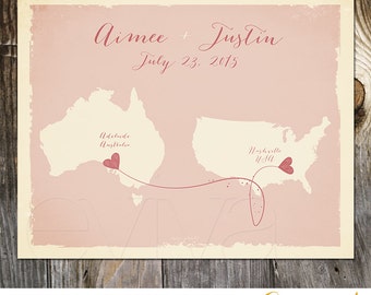 Blush Australia USA Custom Wedding Print Destination Wedding Gift Memento Marriage Couple print Signature Guest Books Alternative