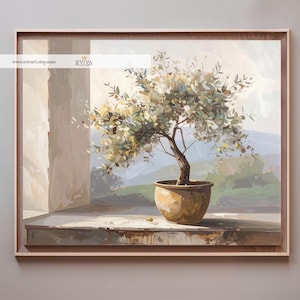 Olive Tree Still Life Painting Wall Art Vintage Botanical PRINTABLE Digital File Modern Organic Mediterranean Digital Download Poster Print