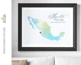 "Mexikanische Karte ""Mexiko"" als individuelles Geschenk zur Hochzeit ""Mexikanische Karte"" als individuelles Geschenk zur Hochzeit"