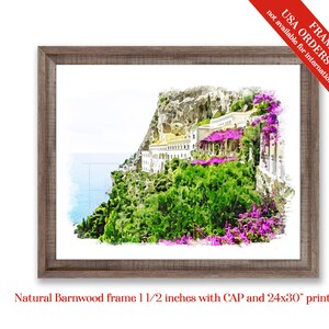 Amalfikusten italienska rivieran Grand Convento di Amalfi Landskapsillustration konsttryck från en akvarellmålning bild 7