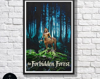 Wizard inspired Vintage Watercolor Movie Travel Poster Forbidden Forest - Movie Poster Wall Art Gift Children Room Geekery