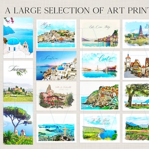 Amalfikusten italienska rivieran Grand Convento di Amalfi Landskapsillustration konsttryck från en akvarellmålning bild 9