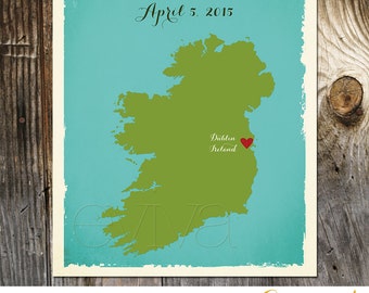 Ireland Personalized Custom Wedding Print Destination Wedding Gift Memento Marriage Couple print Signature Guest Books Wedding Signature Map