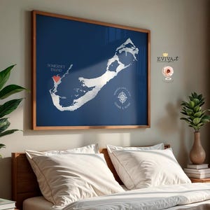 Bermuda Custom Wedding Print Destination Poster Wall Art Navy Wedding Gift Memento Marriage Couple print Signature Guest Books Wedding Map