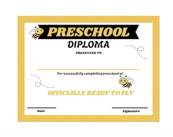 Diploma di scuola materna Busy Bee