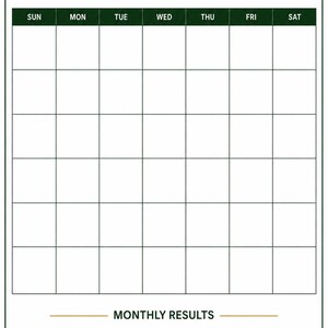 K&ouml;nnte beinhalten: Ein monatlicher Ausgaben-Kalender mit dunkelgr&uuml;nen R&auml;ndern und Text auf wei&szlig;em Grund. Die &Uuml;berschrift lautet EVERY PENNY COUNTS 22 und MONTHLY NO-SPEND CALENDAR. Er enth&auml;lt eine Zeile f&uuml;r den Monat, ein Raster mit sieben Spalten f&uuml;r die Tage.