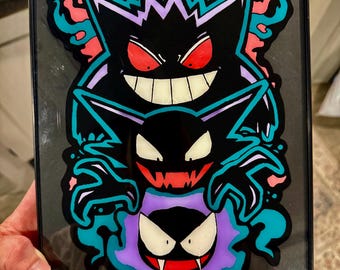 Peinture acrylique inversée Gengar Evolution