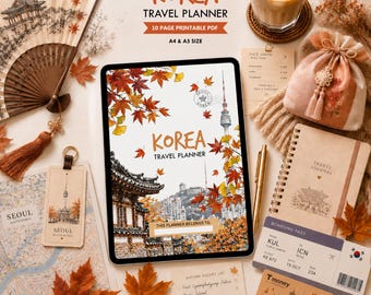 Korea Reiseplaner Printable PDF | Urlaubsplaner | Reisetagebuch | Reiseplaner A4 A5 Sofortdownload | Korea Reiseplaner