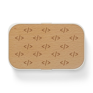 Code Brackets Pattern Bento Lunch Box | Wooden Lid Silicone Tray: HTML, CSS, Web, Frontend image 5