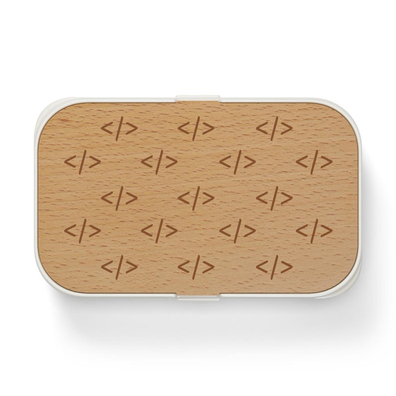 Code Brackets Pattern Bento Lunch Box | Wooden Lid Silicone Tray: HTML, CSS, Web, Frontend image 5