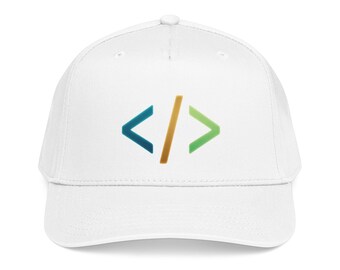 Coder Baseball Cap, Angle Brackets Logo, Tech Startup Merch (Poly-Cotton Blend)