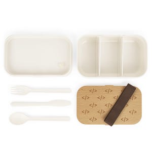 Code Brackets Pattern Bento Lunch Box | Wooden Lid Silicone Tray: HTML, CSS, Web, Frontend image 3