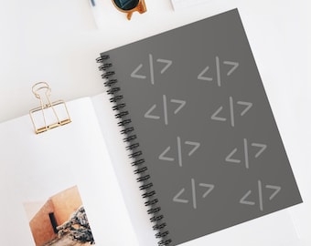 Code Brackets Spiral Notebook | Developer Ruled Notebook