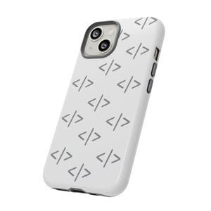 Funda para teléfono con diseño de corchetes de código / patrón de etiquetas HTML, cubierta protectora (brillante/mate)