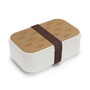 Code Brackets Pattern Bento Lunch Box | Wooden Lid Silicone Tray: HTML, CSS, Web, Frontend image 1