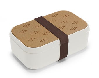 Code Brackets Pattern Bento Lunch Box | Wooden Lid Silicone Tray: HTML, CSS, Web, Frontend