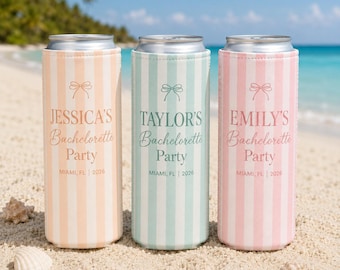 Bachelorette Slim And Regular Can Cooler, Custom Bachelorette Drink Sleeve, Beach Party Favor Gift, Bachelorette Party Favor