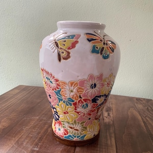 ベトナム　ヴィンテージ花器　ビエンホア　花柄　陶器　花瓶 珍品！ Bien hoa vase - Etsy 日本