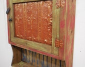 Rustic Medicine Cabinet,Primitive wall cabinet,Ceiling Tin,Primitive kitchen cabinet,Primitive jelly cupboard,French Country wall cabinet