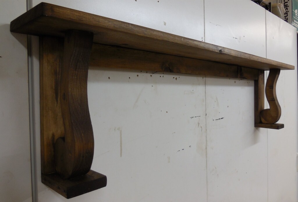 Rustic Wall Shelf Shelf With Wooden Corbels Barn Wood Style Etsy