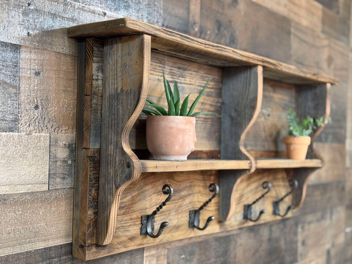Barn Wood Coat Rack, Barn Wood Cubby ,primitive Coat Rack, Antique Coat ...