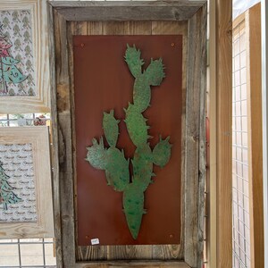Cactus Metal Art, Cactus Barn Wood Wall Hanging, Barn Wood Frame, Metal ...