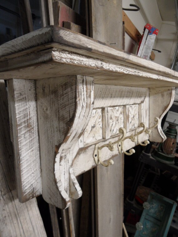 Cottage chic coat rack primitive hat rack french country Etsy