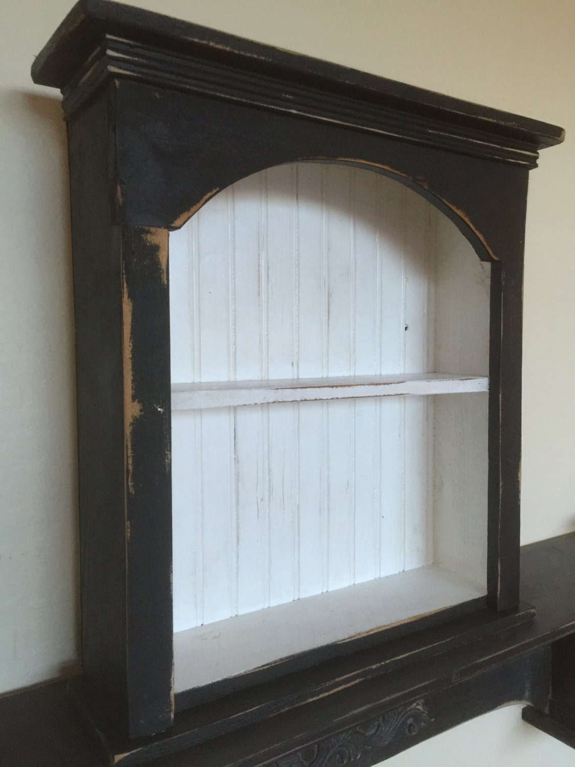 Shabby style wall shelf, primitive wall shelf,french country wall shelf, antique style wall shelf, distressed book shelf, beadboard shelf