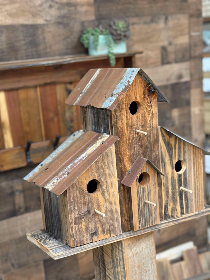 Rustic Barn Wood Birdhouse With Tin Roof, Ranch Decor - Etsy