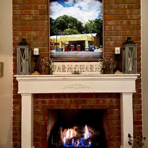 Distressed White Fireplace Mantle with Surrounds, French Country Style