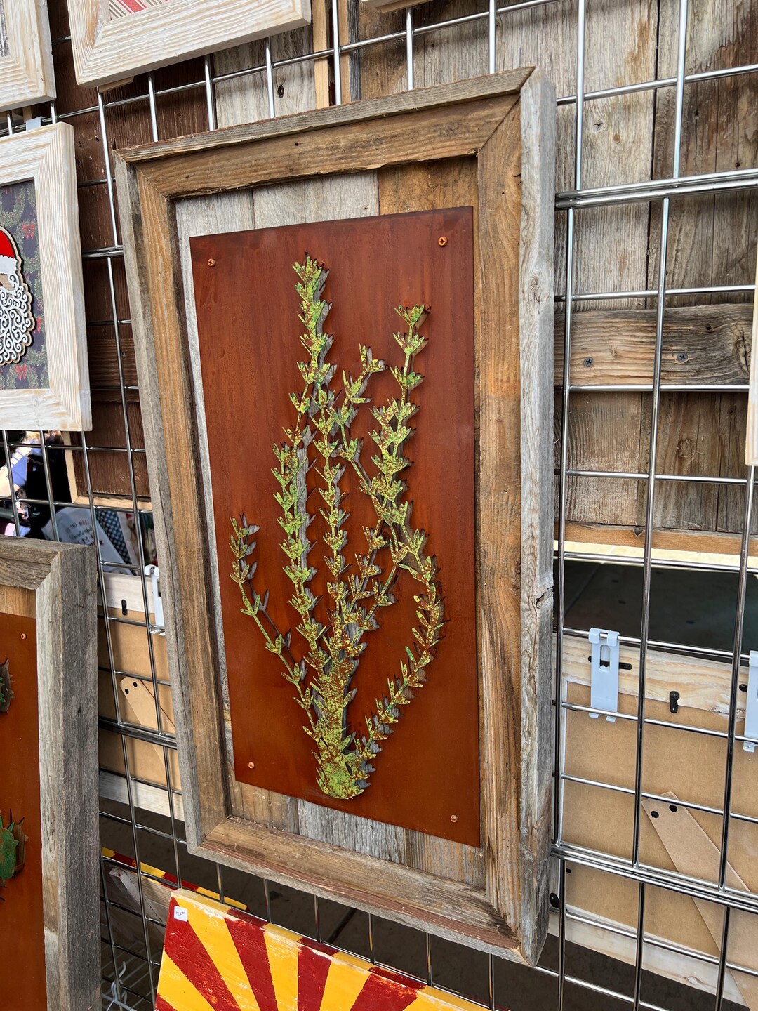 Cactus Metal Art, Cactus Barn Wood Wall Hanging, Barn Wood Frame, Metal ...