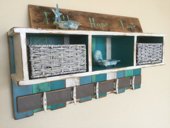 Nautical Coat Rack Beach Hall Tree Nautical Cubby Coat ...