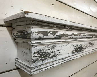 Vintage Mantle, Farmhouse Mantle, Chippy Mantle shelf, Shabby Chic fireplace mantle, Farmhouse wall shelf, Distressed Mantle, Floating Shelf