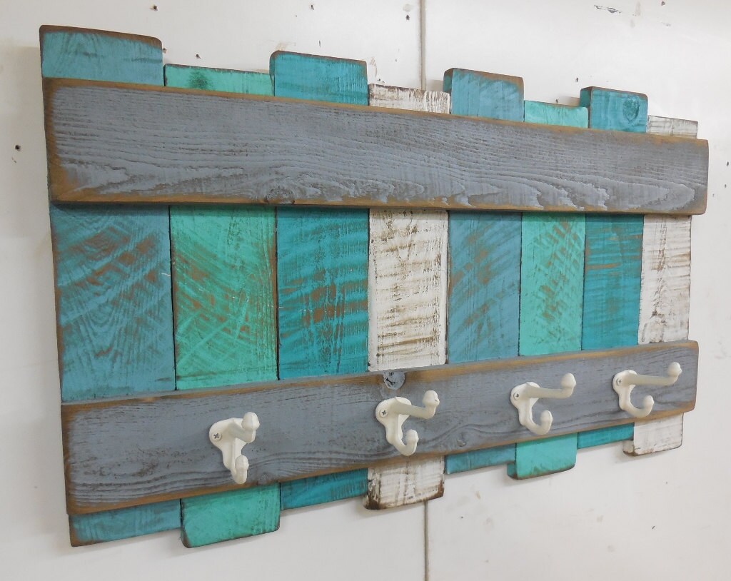 Nautical Coat Rack Rustic Coastal Beach Wall Hanging Decor Colors Cast Iron Hooks Towel
