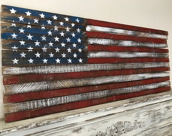 Tobacco Lath flag,Primitive Flag, Americana Flag, barnwood style flag,  distressed flag, wall art,rustic flag, americana decor,colonial flag