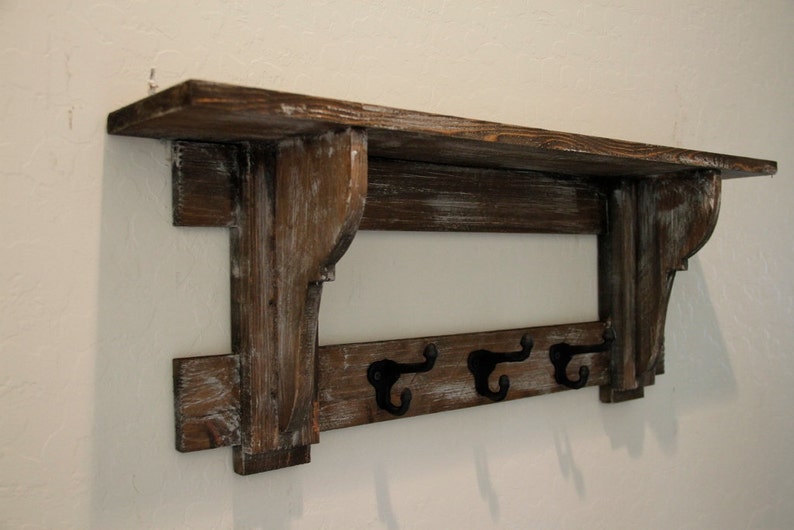 Primitive Coat Rack Rustic Wall Shelf Wester Western Hat
