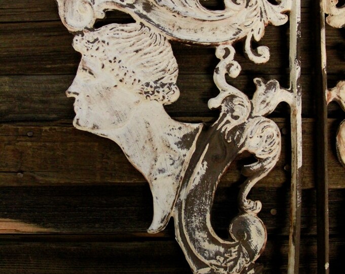 Large Cast Iron Brackets, Shabby Corner Braces, Rusty Shelf Brackets