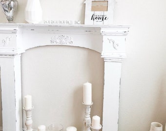 Vintage Mantle With Surrounds,French Country Mantle and Surrounds,Fireplace Mantle with Legs,Farmhouse Mantle,Floating shelf,Wedding Prop